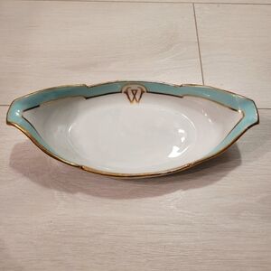 CH. Pillivuyt & Co Dish Paris Initial W. Gold Gilded Porcelain Serving Dish